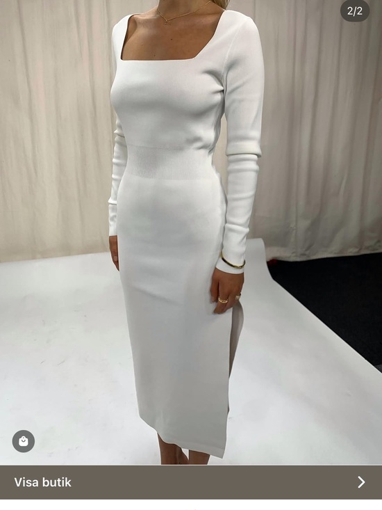 Obsession Sthlm Dresses & Skirts - Square-Neck White Midi Dress with Long Sleeves